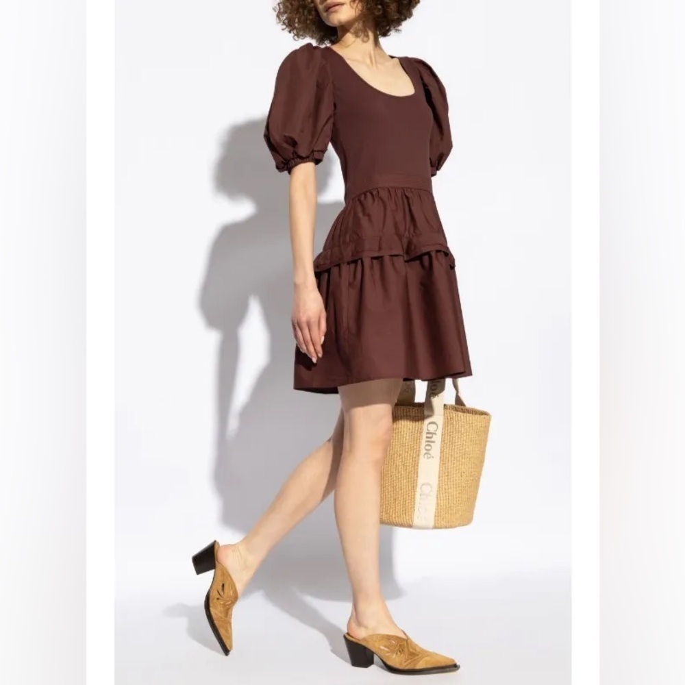 NWT Ulla Johnson Tilda Mixed Media Women’s Brown Minidress Small - Picture 7 of 8